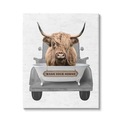 Stupell Wash Your Horns Cattle Canvas Wall Art Design by Lettered and Lined