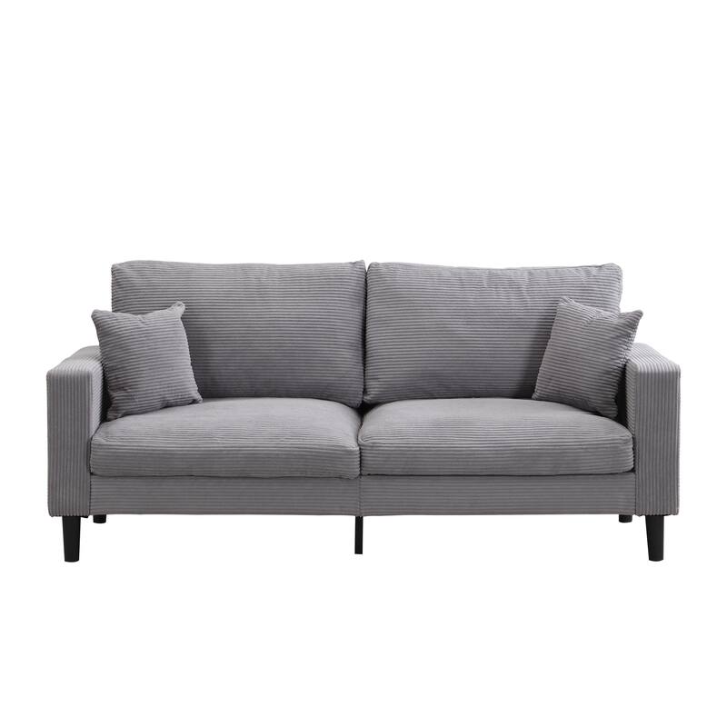 5-Seat Corduroy Sofa Set (3+2) with Sponge Cushions & Hardwood Frame