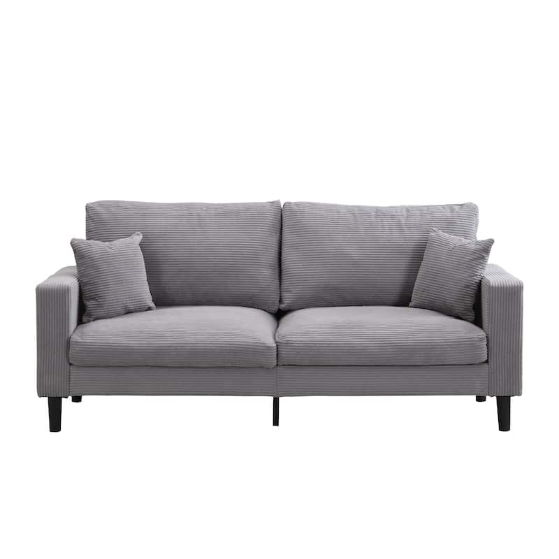 5-Seat Corduroy Sofa Set (3-Seater + 2-Seater) with High-Density Sponge Cushions & Sturdy Hardwood Frame