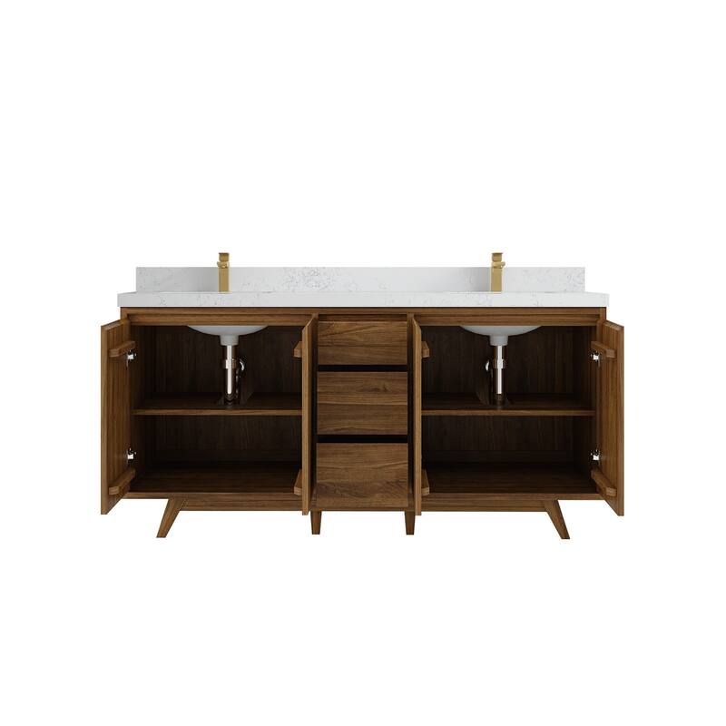 Willow Collections 72 in. W x 22 in. D s Madison Teak Double Sink Bathroom Vanity with Countertop