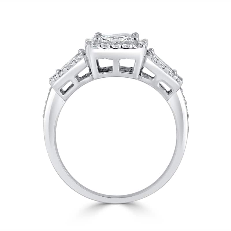 Auriya 14k Gold 1 3/4ctw Princess-cut Halo Diamond Engagement Ring Certified (H-I, SI1-SI2)