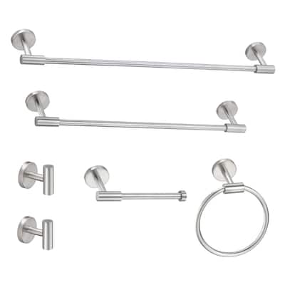 6 Piece Bathroom Accessories Set, Wall Mount Aluminium and Stainless Bathroom Hardware - 16"