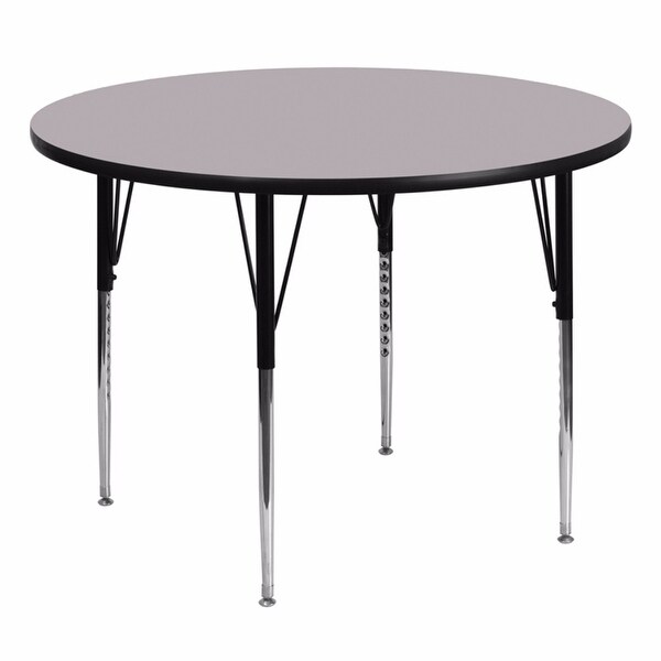 Offex 60'' Round Activity Table with Grey Thermal Fused Laminate Top and Standard Height Adjustable Legs - N/A