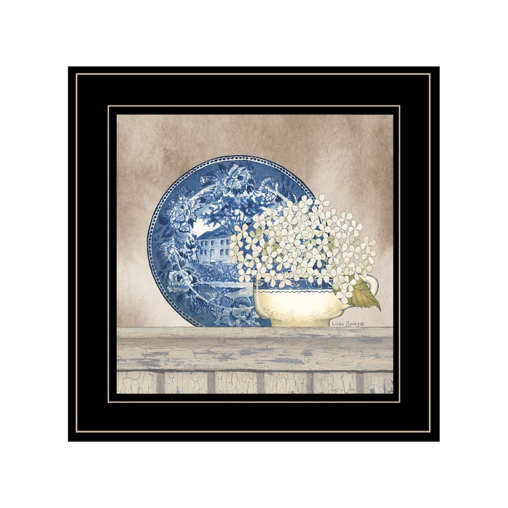 Framed Wall Art - Farmhouse Blues I, Black Frame