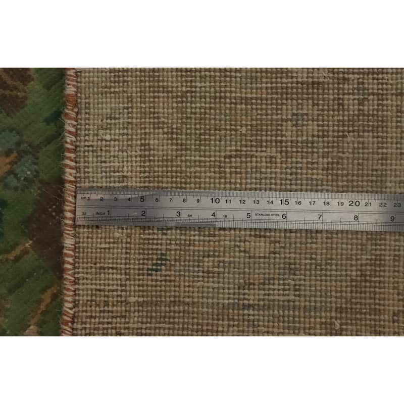 Hand Knotted Oriental 100% Wool Carpet Traditional Floral Green Tabriz Area Rug - 9' 5'' X 6' 4''