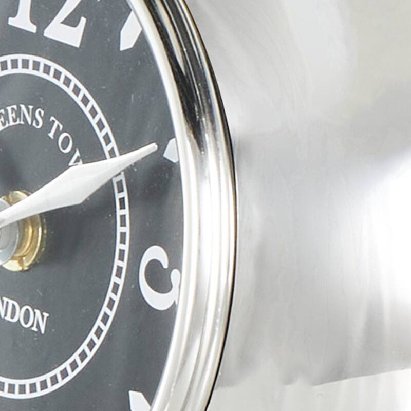 Silver Stainless Steel Metal Rounded Airplane Decorative Clock with Propellers