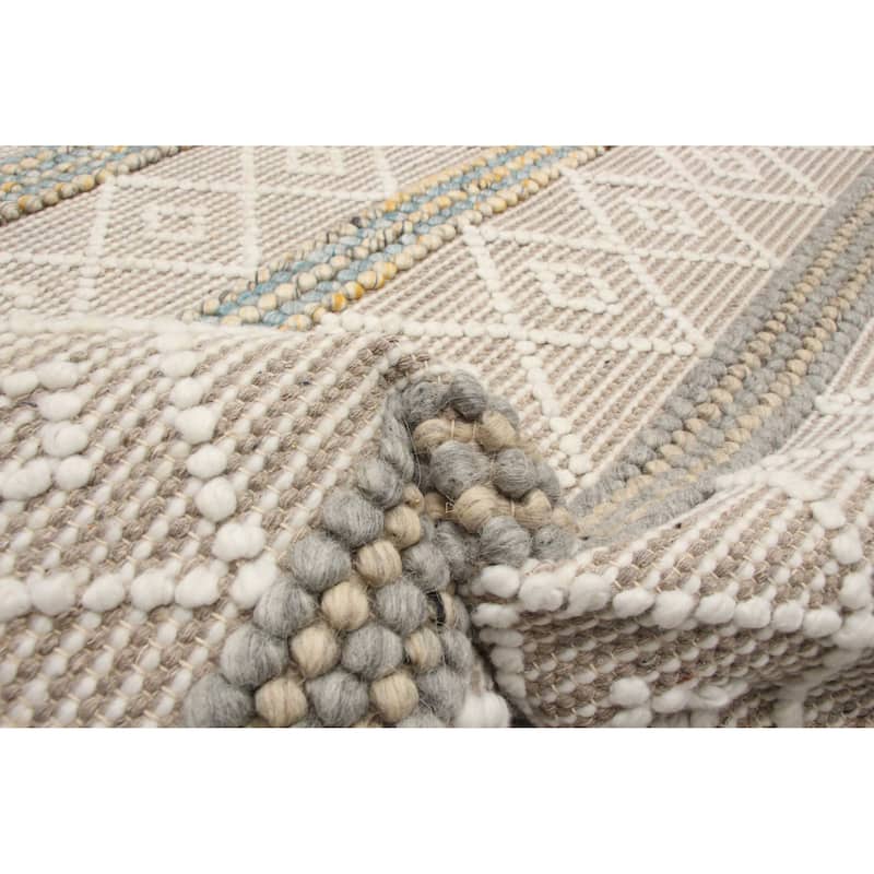 ECARPETGALLERY Braid weave Sienna Khaki Wool Rug - 5'0 x 8'2