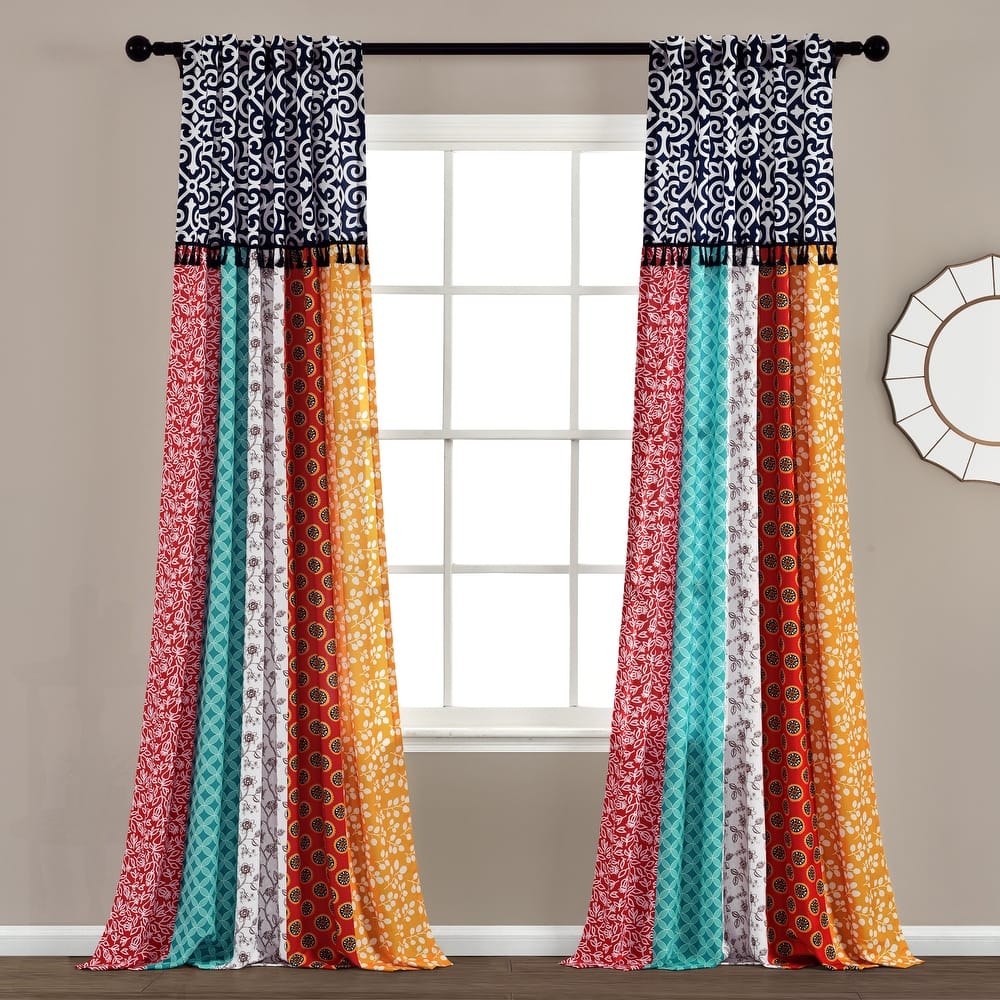 Lush Decor Boho Patch Window Curtain Panel Pair