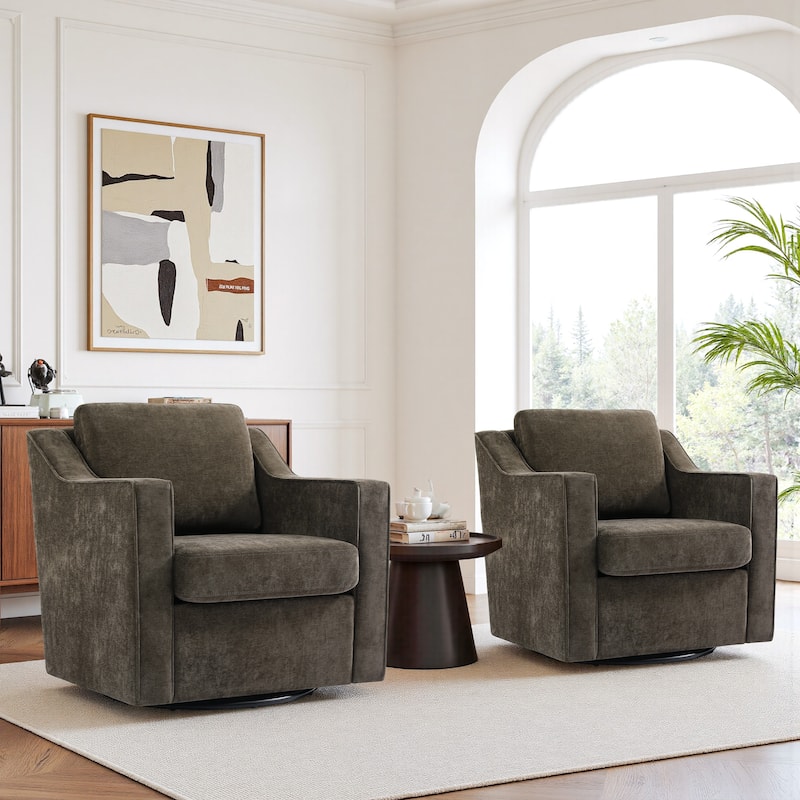 2 Set Modern Swivel Accent Arm Chair For Living Room