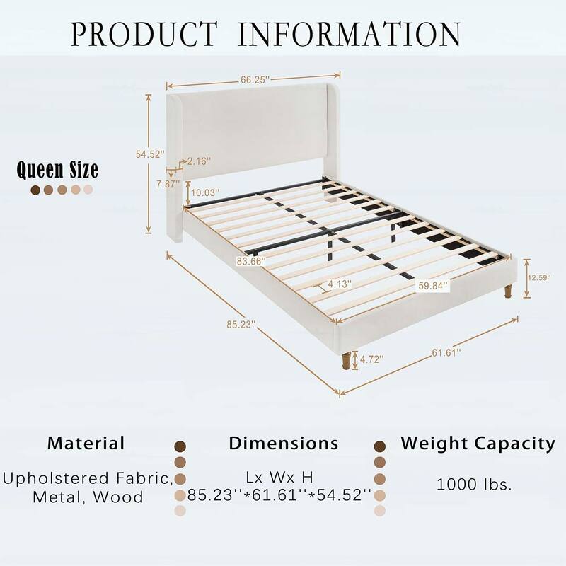 Minimalist Designs High Headboard Upholstered Platform Bed
