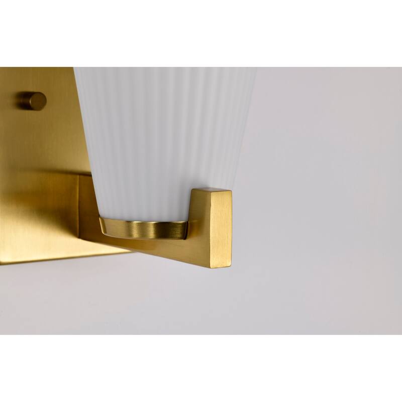 Royale 1 Light Vanity Burnished Brass Finish Ribbed White Glass - Burnished Brass