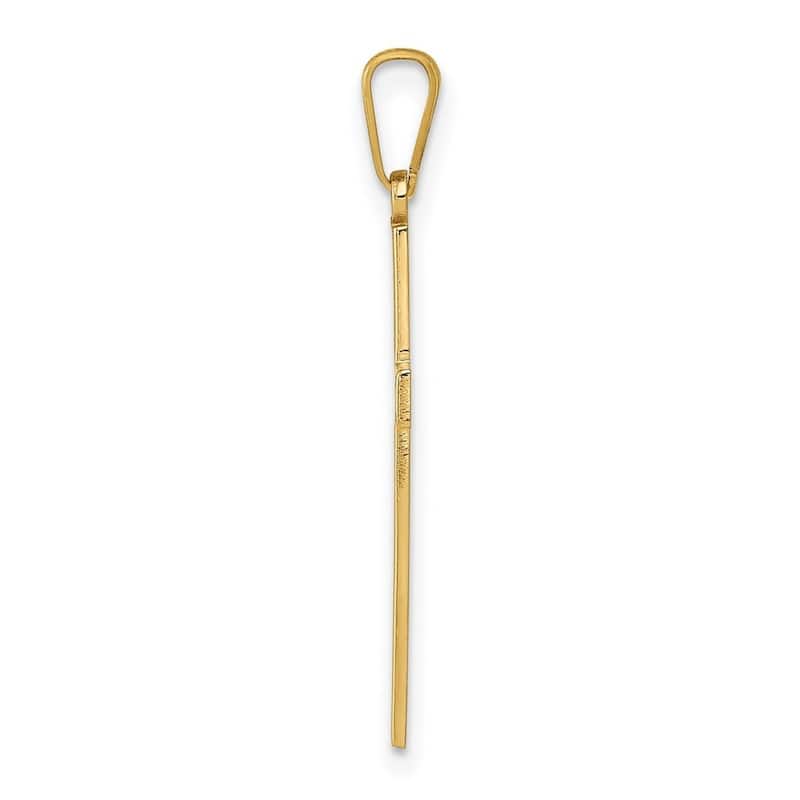Curata 14k Yellow Gold 18" Polished Etched Cross Pendant Necklace - 21x14mm