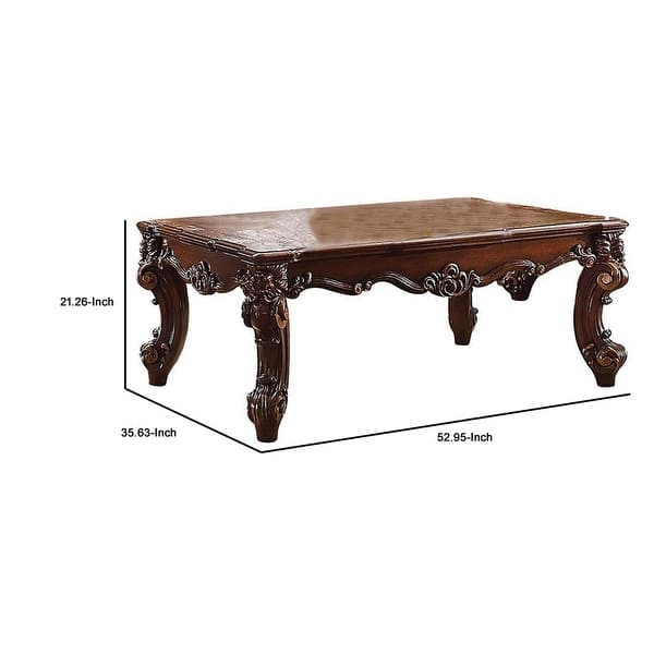 Coffee Table, 36 Inch Rectangular Top, Scrolled Legs, Brown - Bed Bath ...