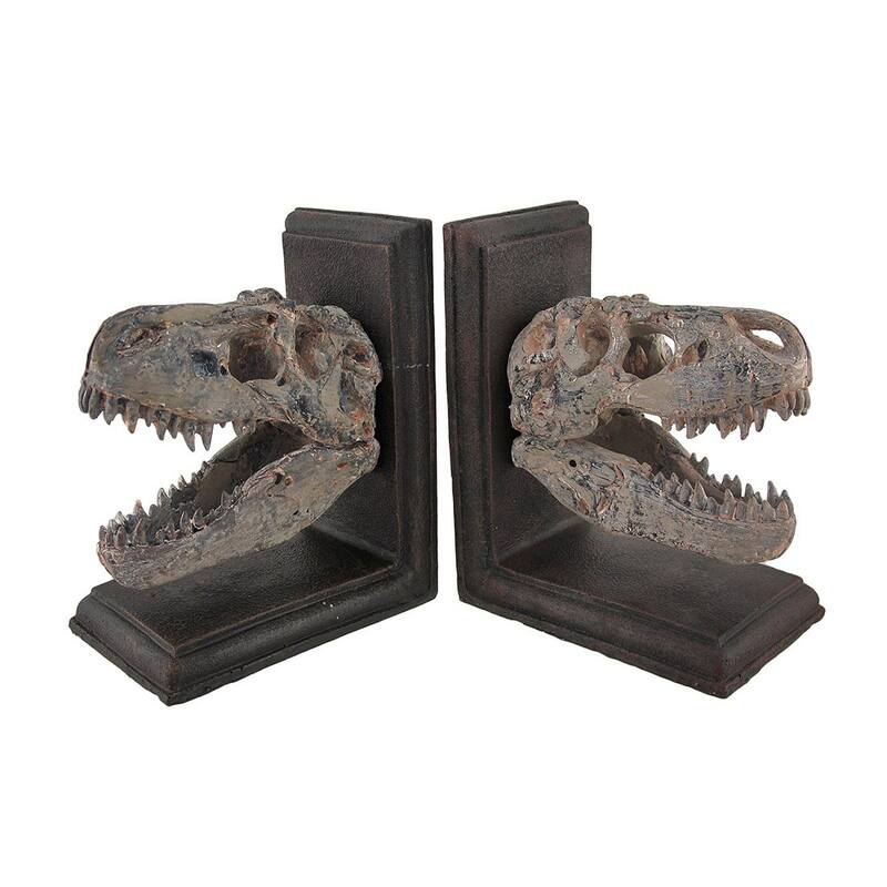 Set Of 2 Tyrannosaurus Rex T-Rex Skull Bookends - 6.5 X 5 X 3.5 inches