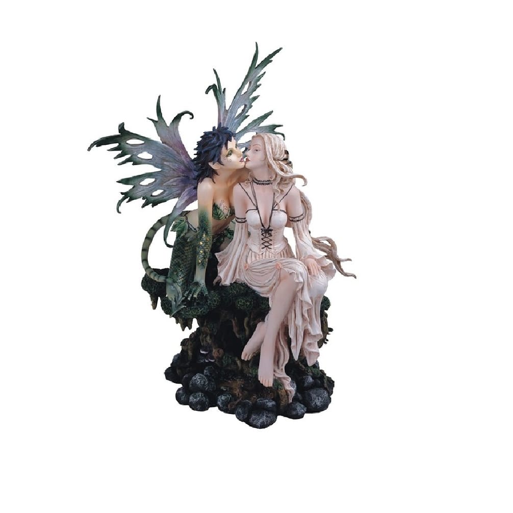 Q-Max 19"H Green Forest Fairy with Lady Statue Fantasy Decoration Figurine