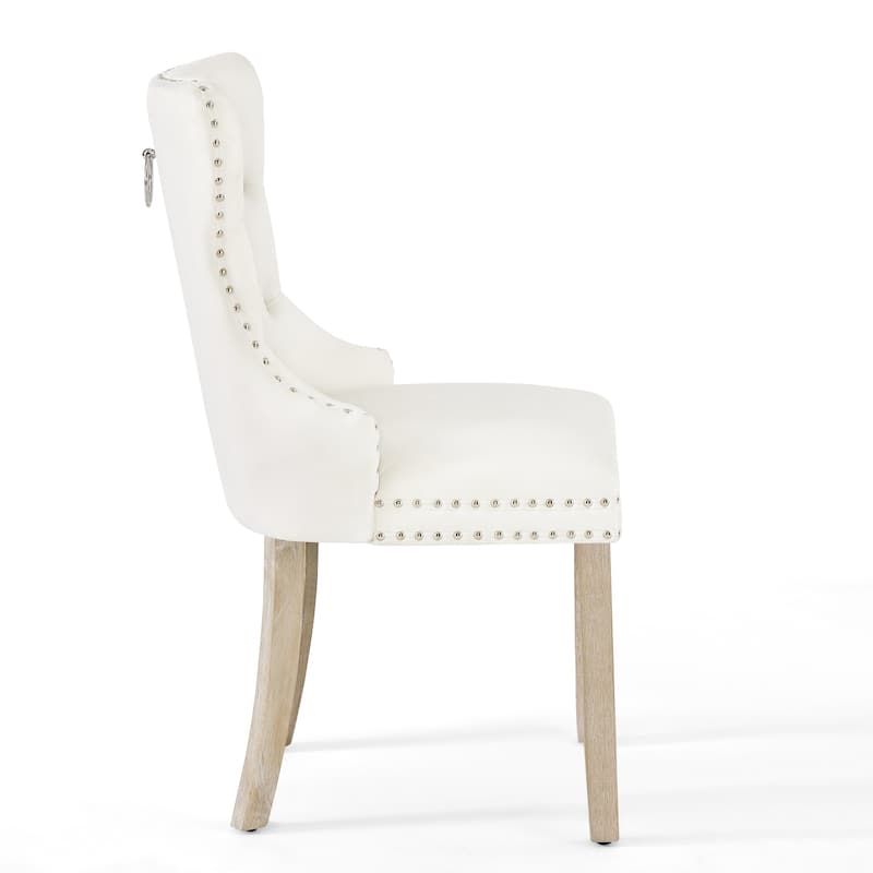 Morden Fort Tufted Dining Chair, Accent Chairs with Studded Trim and Pull Ring