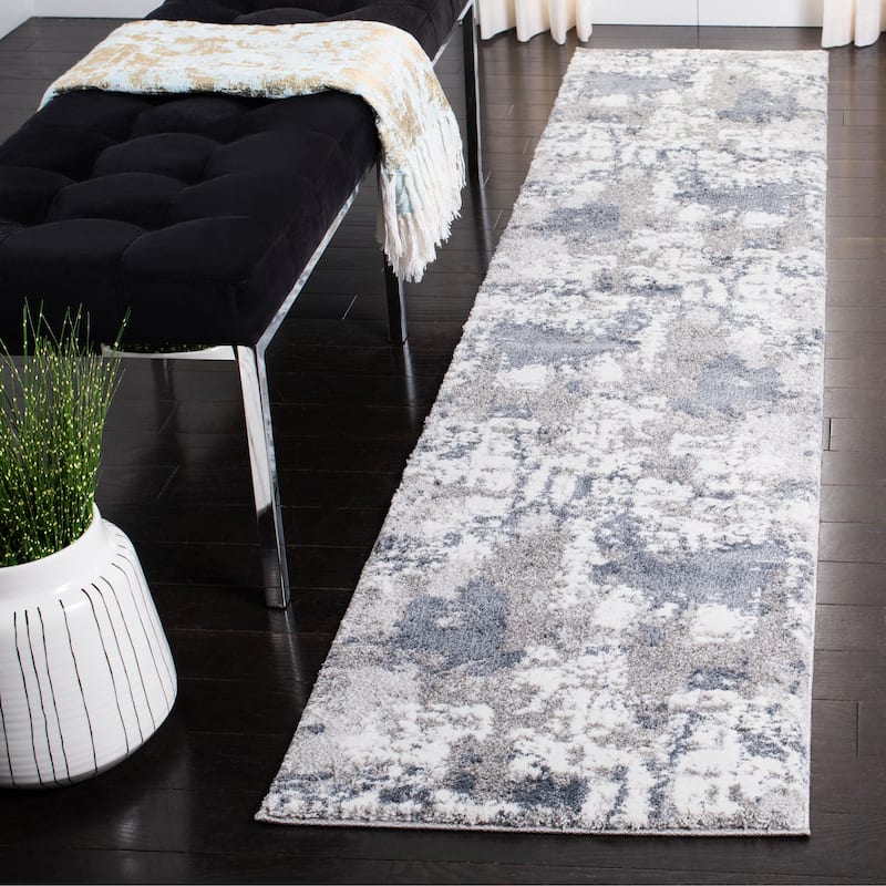 SAFAVIEH Century Trix Modern Abstract Rug - 2' x 9' Runner - Grey/Blue - Runner