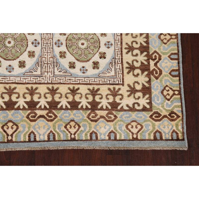 Vegetable Dye Traditional Khotan Oriental Wool Area Rug Hand-knotted - 6'3" x 9'7"