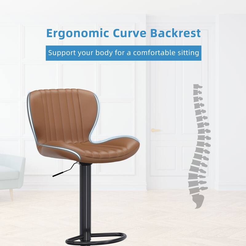 Scallop Swivel Bar Stool Set with Height-adjustable Seat - N/A