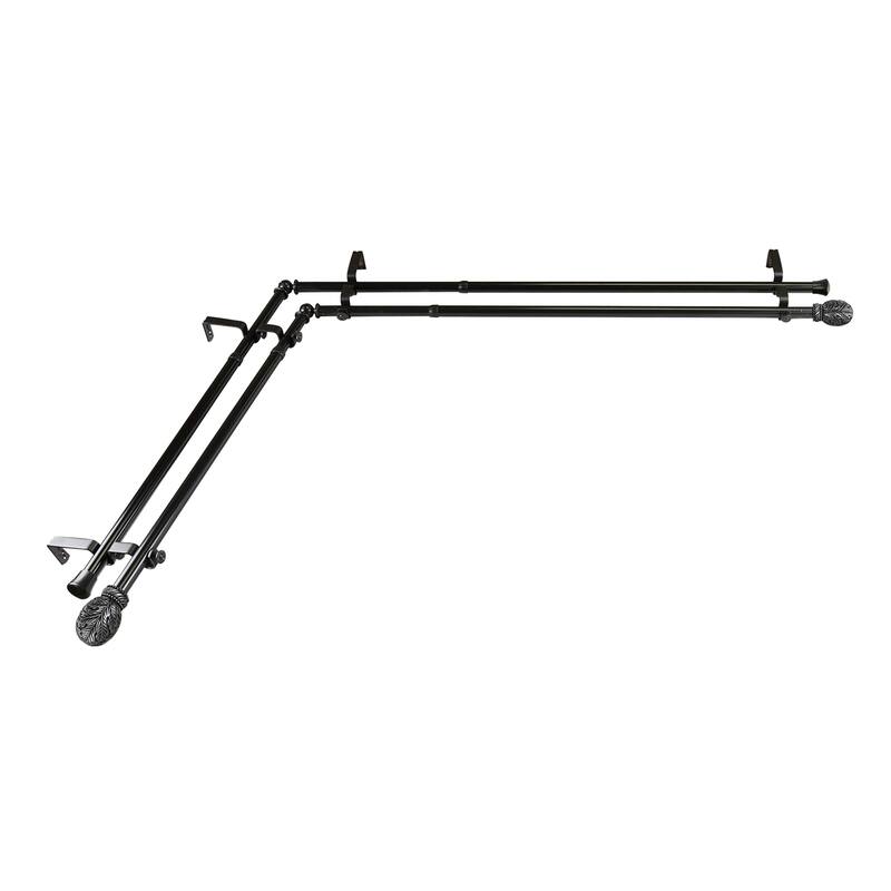 Adjustable Corner Window Curtain Rod - 66 to 120 Inch Black Rod