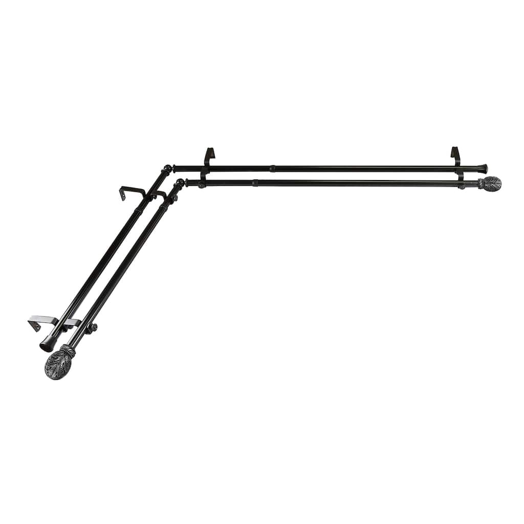 Adjustable Corner Window Curtain Rod - 66 to 120 Inch Black Rod