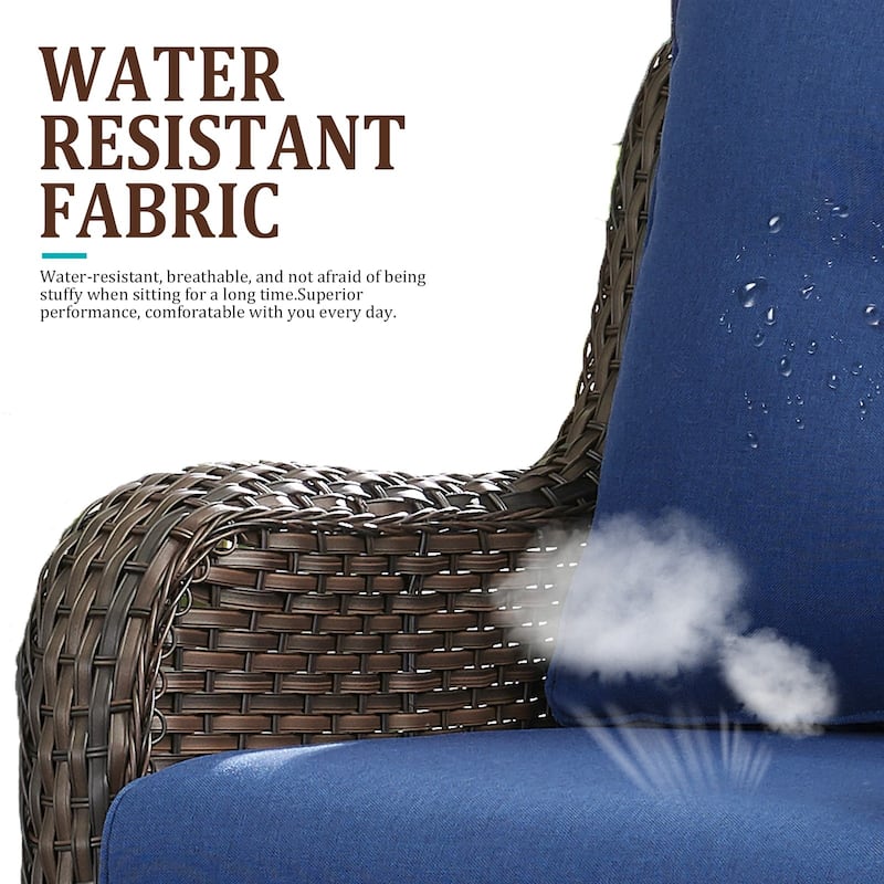 Gymojoy 3-Piece Outdoor Wicker Patio Furniture with Loveseat, Rattan Coversation Set with Water Resistant Thick Cushions