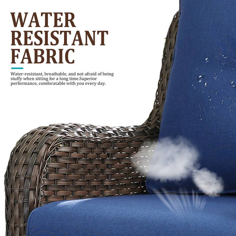 Gymojoy 4-Piece Outdoor Wicker Patio Furniture with Fire Pit Table, Rattan Coversation Set with Water Resistant Thick Cushions