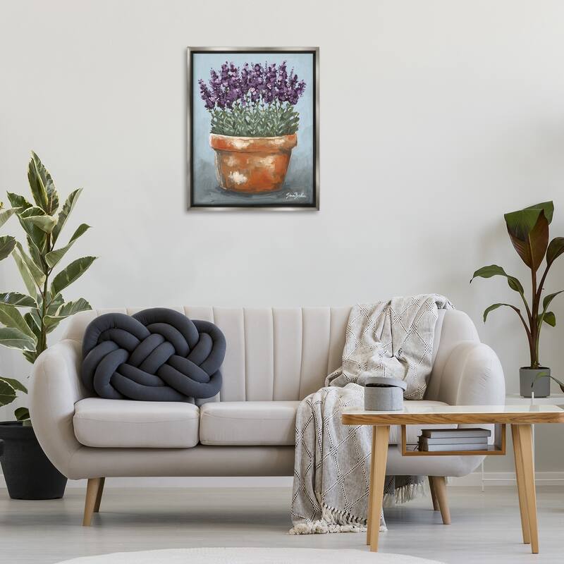Stupell Potted Lavender Herbs Framed Floater Canvas Wall Art Design By Sara Baker