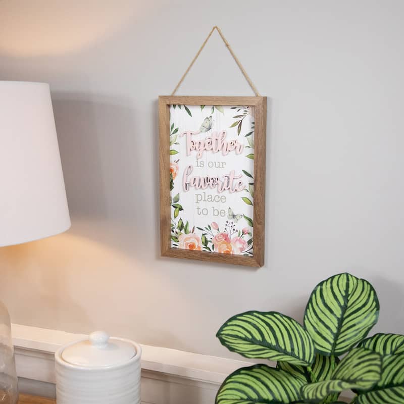 Wooden Framed "Together Is Our Favorite Place To Be" Wall Sign - 11.75"