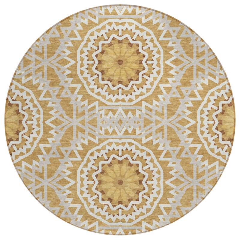 HomeRoots Floral Medallion Transitional Rectangle Outdoor Rug