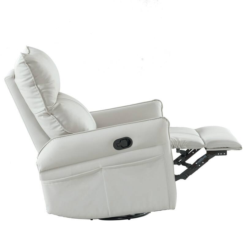 Modern PU Leather Swivel Rocking Recliner Chair with Side Pockets
