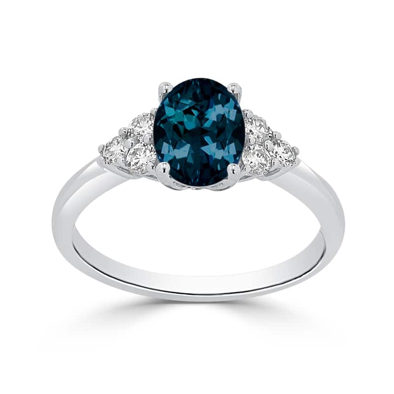 Auriya 1 1/10ct Oval London Blue Topaz and Diamond Engagement Ring 1/4ctw 14k Gold