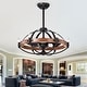 preview thumbnail 4 of 5, Gredis Black/Wood Finish Metal 6-light 30-inch Ceiling Fan Chandelier