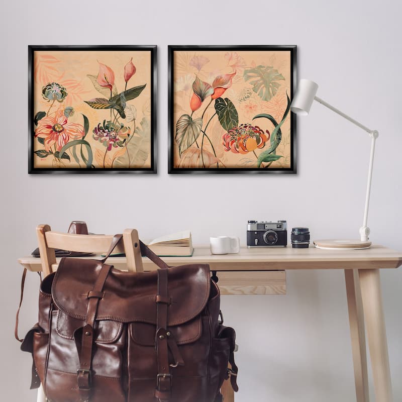 Stupell Elegant Flower Organics Framed Floater Canvas Wall Art Design By Dusza (Set of 2)