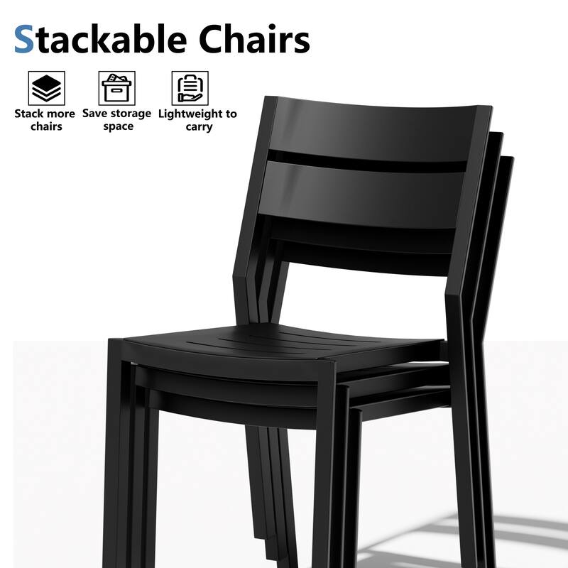 VredHom Outdoor Patio Dining Chairs All-Aluminum Stackable Chair
