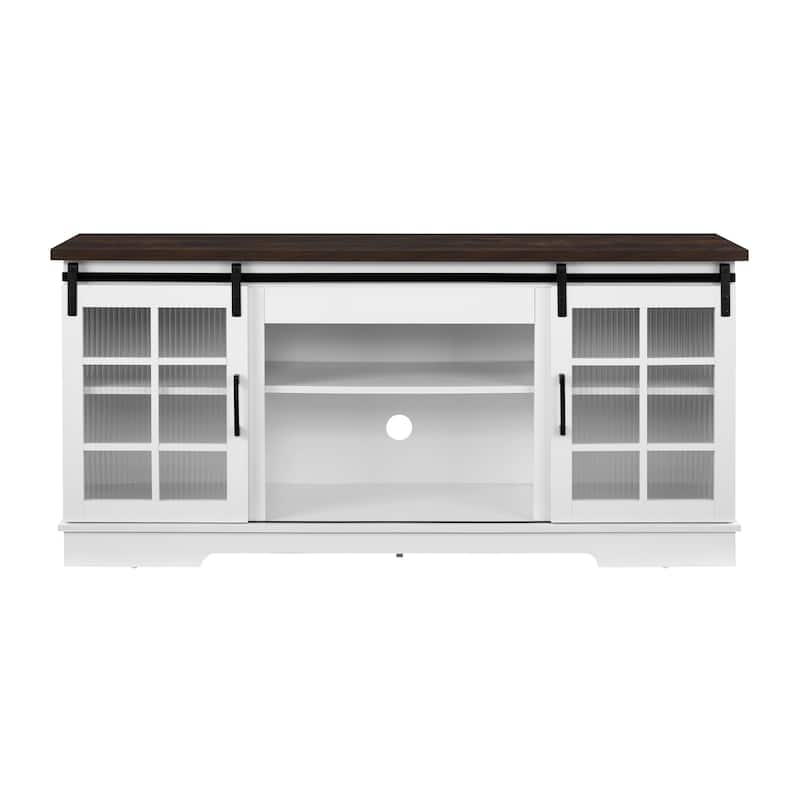TV Stand for TVs up to 65''with Sliding Glass Doors & Adjustable Shelves, Large Storage Cabinet , Cable Management