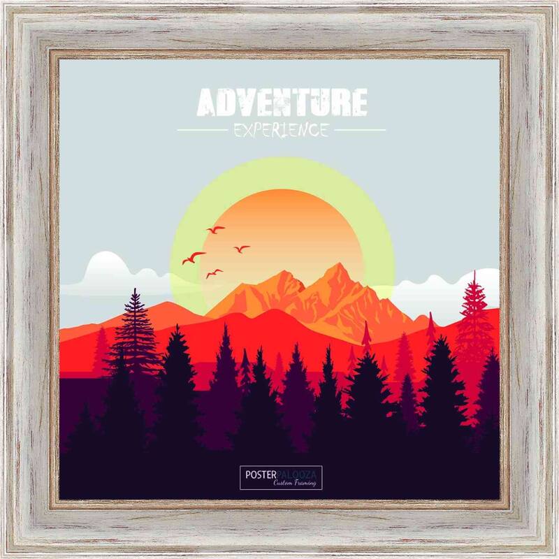 5x5 Frame Brushed White Wash Wood Square Picture Frame with UV Acrylic