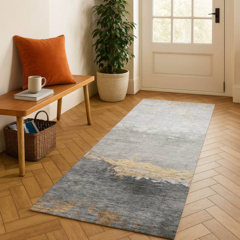 Premium Washable Super Soft Contemporary Ombre Mayfield Rug - Gold - 2'3" x 7'6"