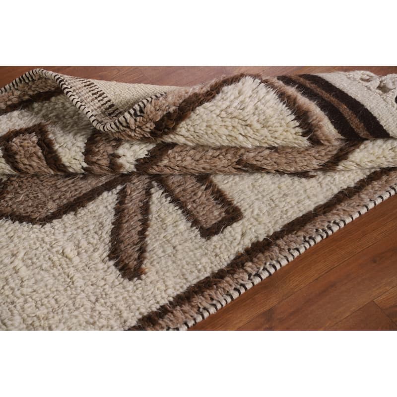 Vegetable Dye Kurdish Turkish Runner Rug Handmade Wool Carpet - 3'1"x 12'4"
