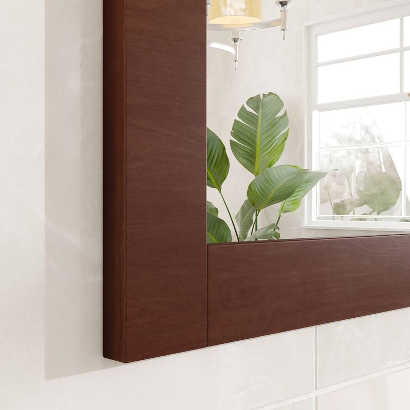 Eviva New York 72" x 30" Rectangular Teak Wooden Framed Mirror