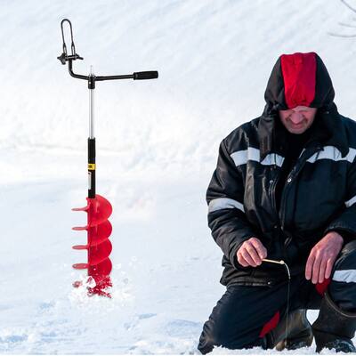 VEVOR Ice Drill Auger Nylon Ice Auger Bit 8''x41'' Drill Adapter Ice Fishing Red - 39"x8"