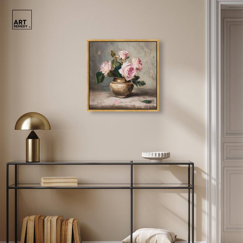 Pink Petals and Brass Canvas by Art Remedy