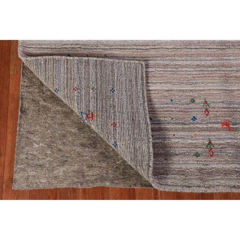 Striped Gabbeh Oriental Area Rug Hand-Knotted Wool Carpet - 4'11"x 8'0"