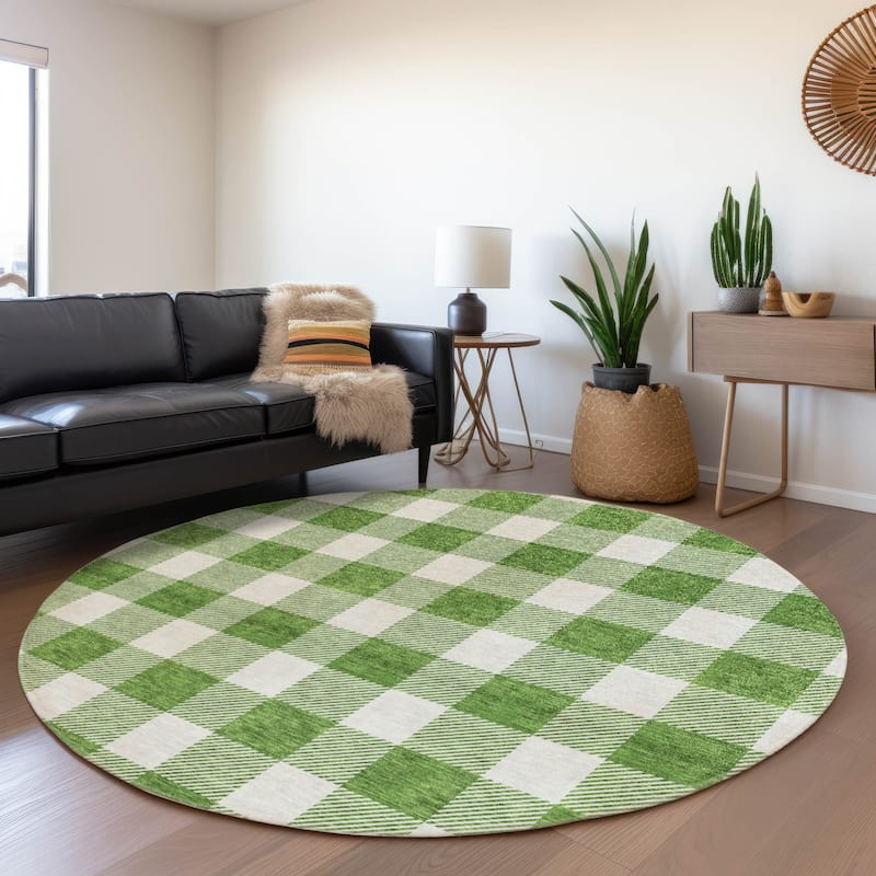 Premium Washable Super Soft Plaid Mayfield Rug - Green - 8' x 8'
