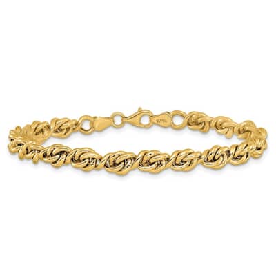 Curata 6mm 14k Gold Polished Fancy Link Bracelet 7.5 Inch