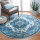 SAFAVIEH Monaco Lillie Boho Medallion Distressed Area Rug - 6'7" x 6'7" Round - Ivory/Blue