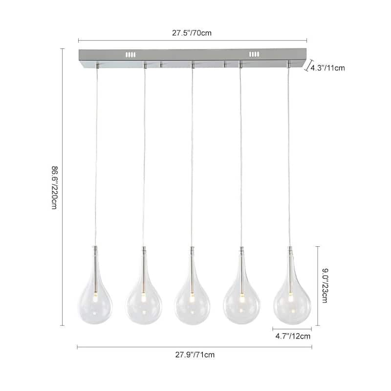 Modern Silver 5-Light Clear Balloon Glass Hanging Cluster Pendant