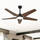 preview thumbnail 29 of 36, 52-Inch Ceiling Fan with Light and 5 Wood Blades, Dimmable LED with Memory Function, DC Motor, IP65 Rated Black with Brown