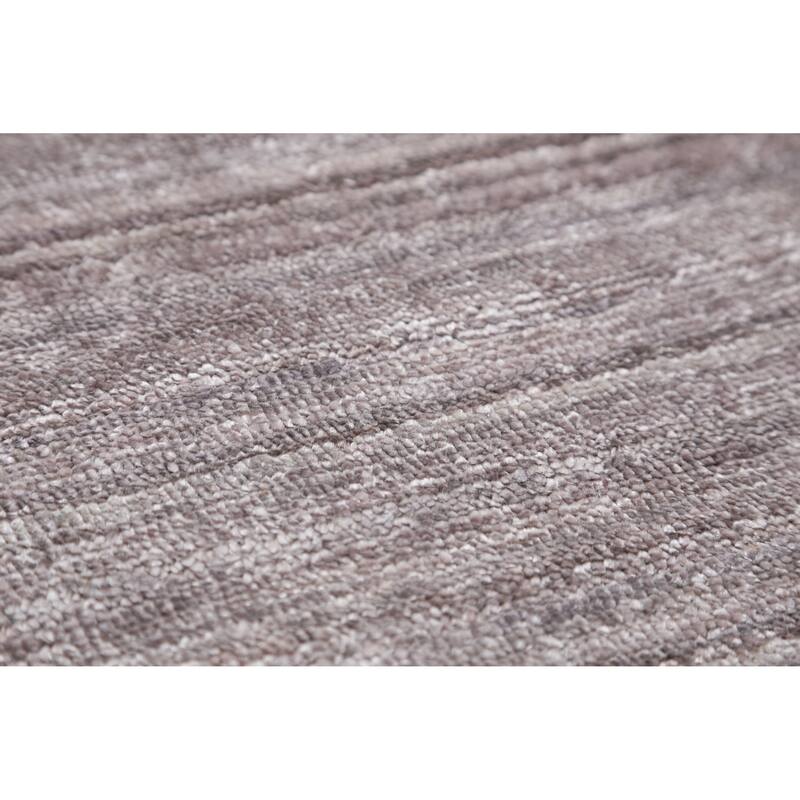 Hand Knotted Oriental Viscose Silk Carpet Tribal Stripe Greys & Charcoal Gabbeh Area Rug - 12' 0'' X 9' 2''