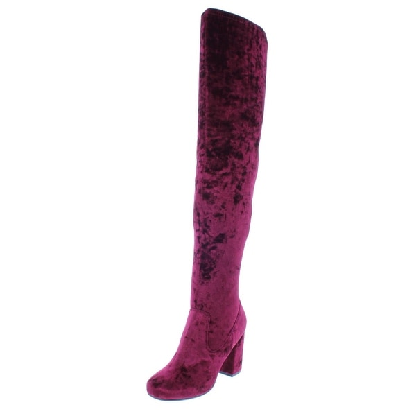 crushed velvet over the knee boots